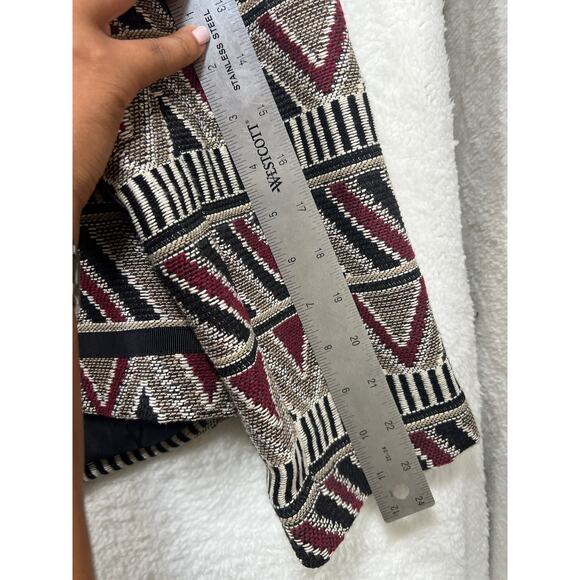 Tahari ASL Geometric Tribal Printed Black Red Tan Open Blazer Jacket Womens 10 - Picture 14 of 16